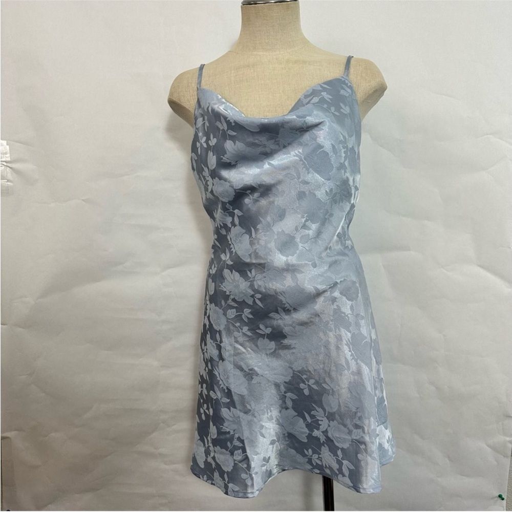 Lulu’s Florla Print Satin Cowlneck Mini Dress 390